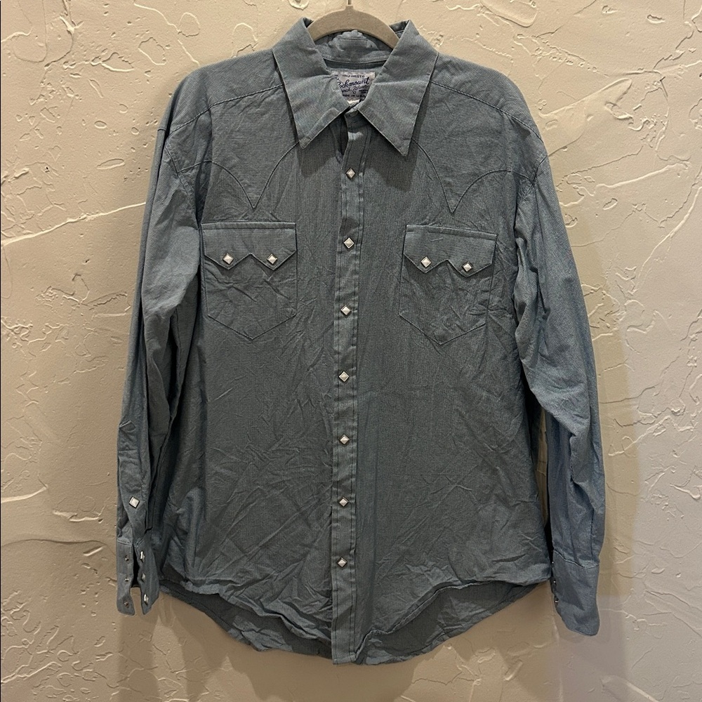 Rockmount Ranch Wear Blue Plaid Pearl Snap Western Shirt Size L